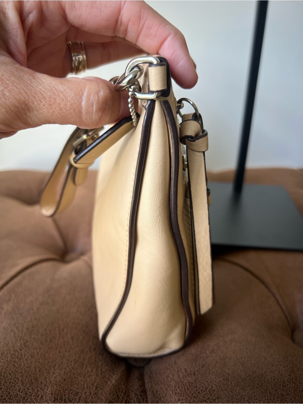 Coach Bleecker Perforated Leather in Beige Wristlet Clutch - Picture 6 of 10